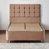 Niron Rama 120x200 cm Soho Kumaş Tek Kişilik Sütlü Kahve Kumaş Baza ve Başlığı