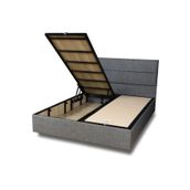 Niron Silver 140x190 CM Çift Kişilik Full Ortopedik Yatak Gri Keten Baza Başlık Seti