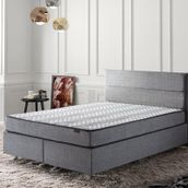 Niron Silver 150x200 Çift Kişilik Full Ortopedik Yatak Gri Keten Baza Başlık