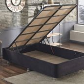 Niron Yatak Ela 120x200 cm Silinebilir Soho Kumaş Tek Kişilik Sandıklı Siyah Kumaş Baza