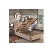Niron Yatak Ela 120x200 cm Silinebilir Soho Kumaş Tek Kişilik Sandıklı Sütlü Kahve Kumaş Baza