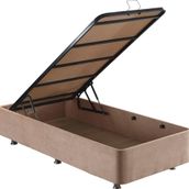 Niron Yatak Ela 80x180 cm Sandıklı Sütlü Kahve Tek Kişilik Kumaş Baza
