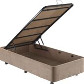 Niron Yatak Ela 80x200 cm Sandıklı Sütlü Kahve Kumaş Tek Kişilik Baza