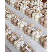 Nişan – Söz – Düğün – Baby Shower – Parti Hediyelik Mini Mumlar 15 Adet - Kahverengi - Bej