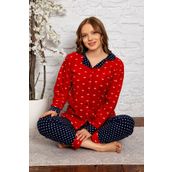 Nisanca Kadın Kışlık Welsoft Peluş Polar Düğmeli Pijama Takımı