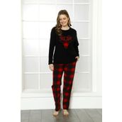 Nisanca Kışlık Anne Kız Kombin Siyah Kadın Pijama Takımı