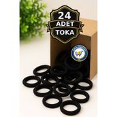 nistabolje 24 Adet Siyah Kadın Çocuk Saç Tokası Orta Boy Dayanıklı Esnek Havlu Lastik Toka