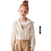 Nk Kids Fermuarlı Dijital Baskıli Beli ve Kolu Lastkli Kız Çocuk Ceket 8-14 Yaş 36431 - Krem - 12 - 13 Yaş