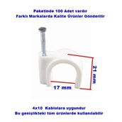 No:7 Beton Çivili Kablo Tutturma Kroşe No:7 (100 Lü Pk.) Beyaz Plastik