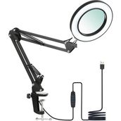 Normadia 8x Büyüteçli LED Masa Lambası, Çok Renkli, Esnek ve Ayarlanabilir - Ahşap