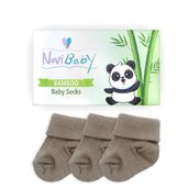 Novibaby Bambu Beige 0-6 Ay 3'lü Yenidoğan Bebek Çorabı
