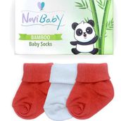 Novibaby Bambu White Orange 0-6 Ay 3'lü Yenidoğan Bebek Çorabı