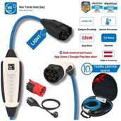 Nrgkick Standart Paket 32A Light 22KW 7.5 Metre Ac Mobil Elektrikli Araç Şarj Kablosu (Monofaze & Trifaze + Schuko)