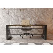 Ntconcept Alfa Eskitme Siyah Masif Ağaç Ofis ve Çalışma Masası - Ebat Seçenekli - 85x170 cm - Açık Ceviz