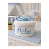 NuaCraft Kişiye İsme Özel Bebek Hediye Sepeti Fiyonklu İsimli Sepet (30X20)