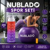Nublado Pilatesi Topu Denge Spor Yoga Aerobik Jimnastik Plates Fitness Topu 65 cm Mor Spor Matarası 800 ml Bpa Içermez - 0,1 lt