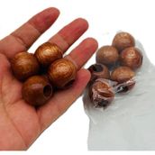 Nusrat Bilişim Çanta Aksesuar 22 mm Ahşap Yuvarlak Boncuk Taba Renk 10 Adet