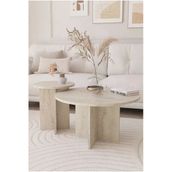 OBİ Atölye 2 Li Orta Sehpa Seti, Iskandinav Stil, Bohem, 72 Cm, 40 Cm - Traverten