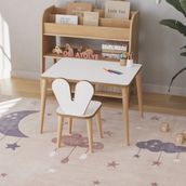 Obi Atölye Çocuk Oyun Aktivite Masası 60X45 cm Çocuk Çalışma Masası Masa Sandalye Seti - Beyaz