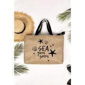 Ocean Home Love Summer Baskılı Jüt Çanta