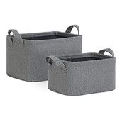 Ocean Home Textile 24x17x12 / 30x21x18 cm 2'li Antrasit Renk Dokulu Kumaş Sepet Set