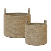 Ocean Home Textile 26x22 / 35x27 cm 2'li Siyah Kırçıllı Jüt Halat Sepet Set