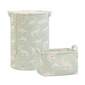 Ocean Home Textile 30x21x18 / 36 x 50 cm 2'li Çocuk Odası Dinozor Sepet Set