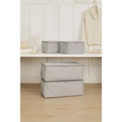 Ocean Home Textile 30x22x18 / 52x28x21 cm 4'lü Gri Balıksırtı 2 Adet Hurç Set