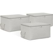 Ocean Home Textile 30x22x18 cm 3'lü Küçük Boy Gri Balıksırtı Hurç Set