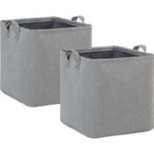 Ocean Home Textile 30x30x30 cm 2'li Antrasit Renk Dokulu Kumaş Sepet Set