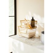 Ocean Home Textile 32x22x16 / 33x27x20 cm 2'li Altın Renk Metal Sepet Set