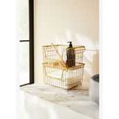 Ocean Home Textile 33x27x20 cm 2'li Altın Renk Metal Sepet Set