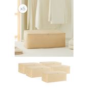 Ocean Home Textile 52x28x21 cm 5'li Orta Boy Bej Balıksırtı Hurç Set