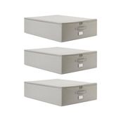 Ocean Home Textile 55x70x18 cm 3'lü Büyük Boy Gri Balıksırtı Destekli Hurç Set