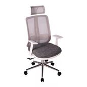 Ofisbazaar Up Beyaz Gri Fileli Ergonomik Başlıklı Ofis Koltuğu