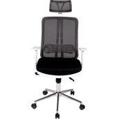 Ofisbazaar Up Ergonomik Başlıklı Beyaz Siyah Fileli Çalışma Koltuğu