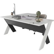 Ofisimi X Gen Kesonlu L Çalışma Masası 140 cm (Lake Beyaz/antrasit) - 140 cm