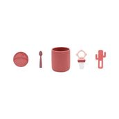 Oioi 5'li Set Porsiyon Tabak Bordo, Bardak Bordo, Kaşık Bordo, Püre Bordo, Diş Kaşıyıcı Bordo