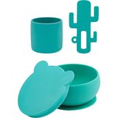 Oioi Mini Bardak Aqua Green & Kapaklı Kase & Diş Kaşıyıcı