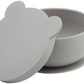 Oioi Vakum Tabanlı Powder Grey Silikon Kapaklı Kase