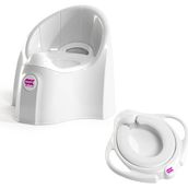 Okbaby Bebek Banyo Seti Pinguo Soft Klozet Adaptörü + Pasha Eğitici Koltuk Oturak K.beyaz - Açık Gri