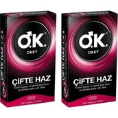 Okey Çifte Haz Prezervatif 10'lu 2 Adet Tırtıklı Yüzey ile Daha Fazla Zevk Sağlar