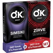 Okey Sımsıkı Prezervatif 10'lu + Okey Zirve 10'lu Prezervatif