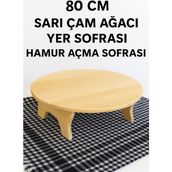 Oklava/merdane Kullanımına Uygun Sarı Çam Ağacından Ahşap 80 cm Hamur/yufka Açma ve Yer Sofrası