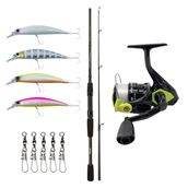 Okuma Wave Power 2.74 cm 7-30 gr 2 Parça Spin Kamışı + Okuma Fin Chaser X FNX-40NG Blue 1BB Olta Makinesi Spin Olta Seti