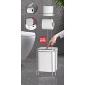 Okyanus Home Krom Yedekli WC Kağıtlık ve Kare Beyaz Çöp Kovası