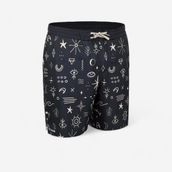 Olaian Erkek Uzun Deniz Şortu/Boardshort - Siyah - Sembol Desenli - 100 - Siyah - Beyaz