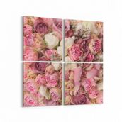 Olla 11558K4 Çiçek Görseli Kare 4 Parça 65x65 cm Kanvas Tablo