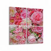 Olla 11591K4 Çiçek Görseli Kare 4 Parça 65x65 cm Kanvas Tablo