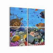 Olla 12141K4 Akvaryum Balık Görseli Kare 4 Parça 65x65 cm Kanvas Tablo